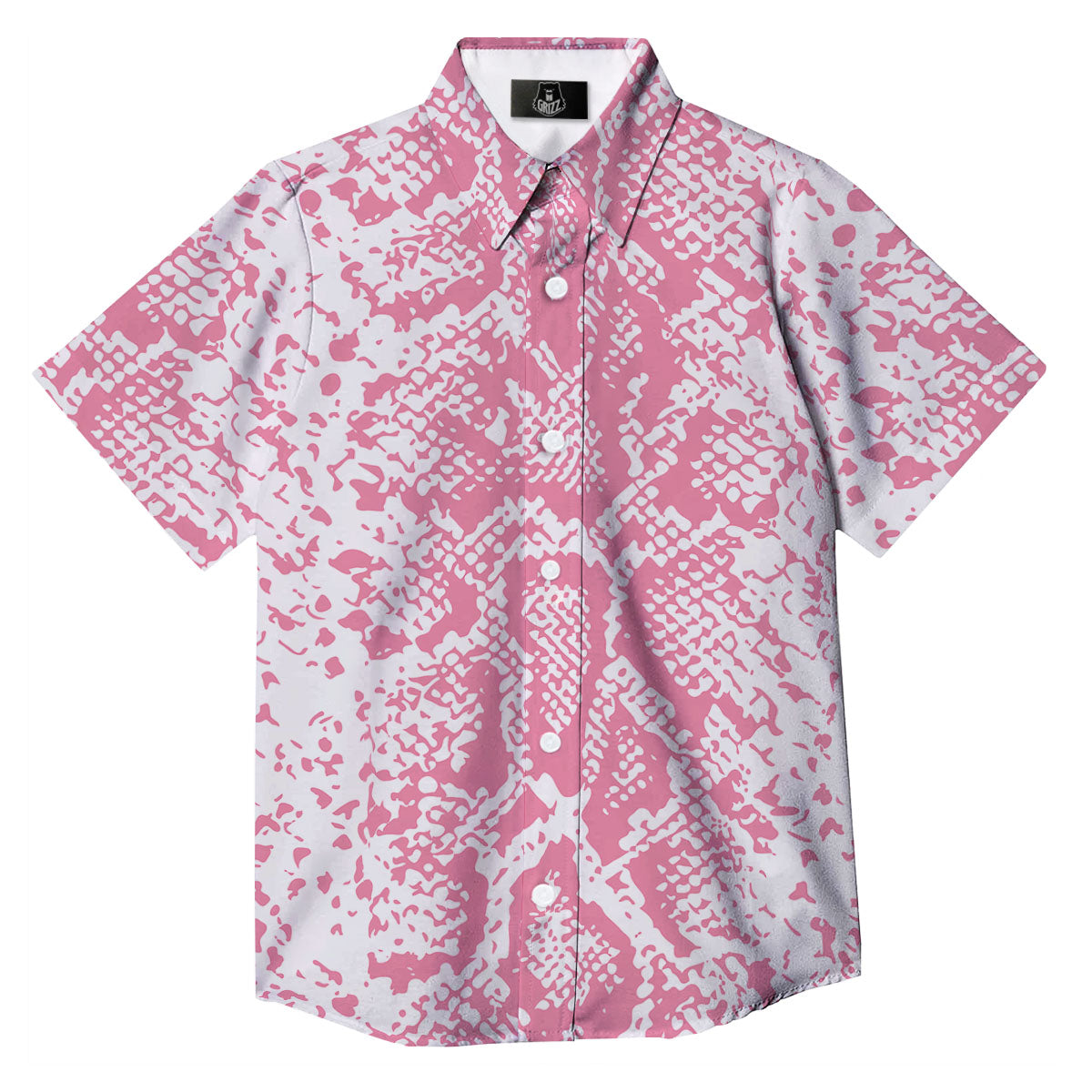 Python Snakeskin Pink Print Button Up Shirt-grizzshop