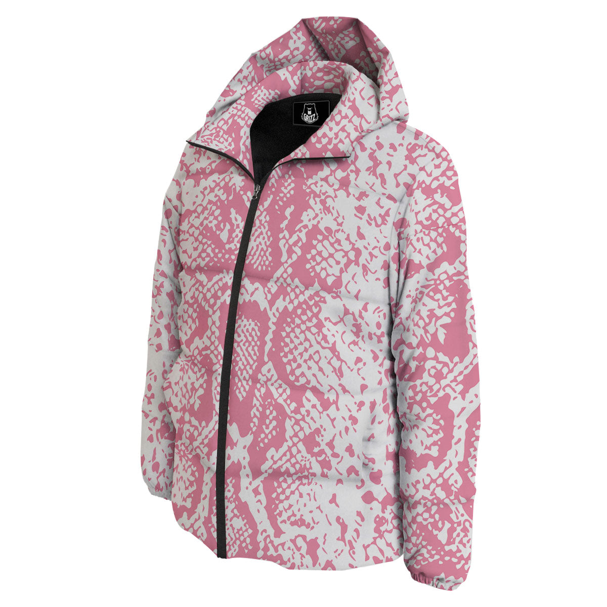 Python Snakeskin Pink Print Down Jacket-grizzshop