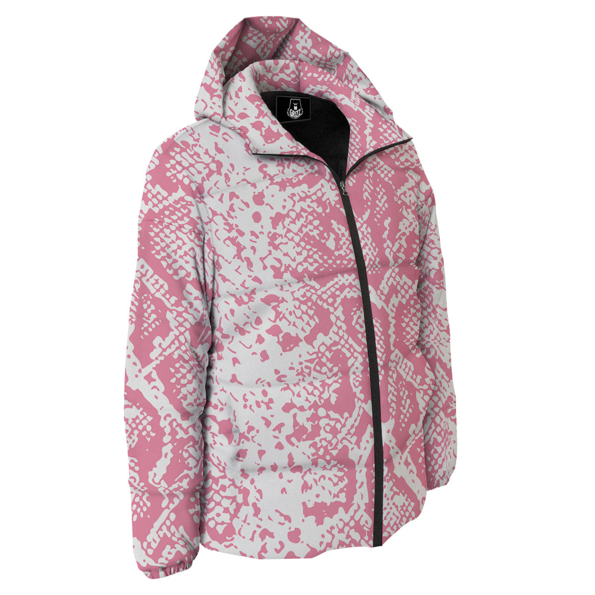 Python Snakeskin Pink Print Down Jacket-grizzshop