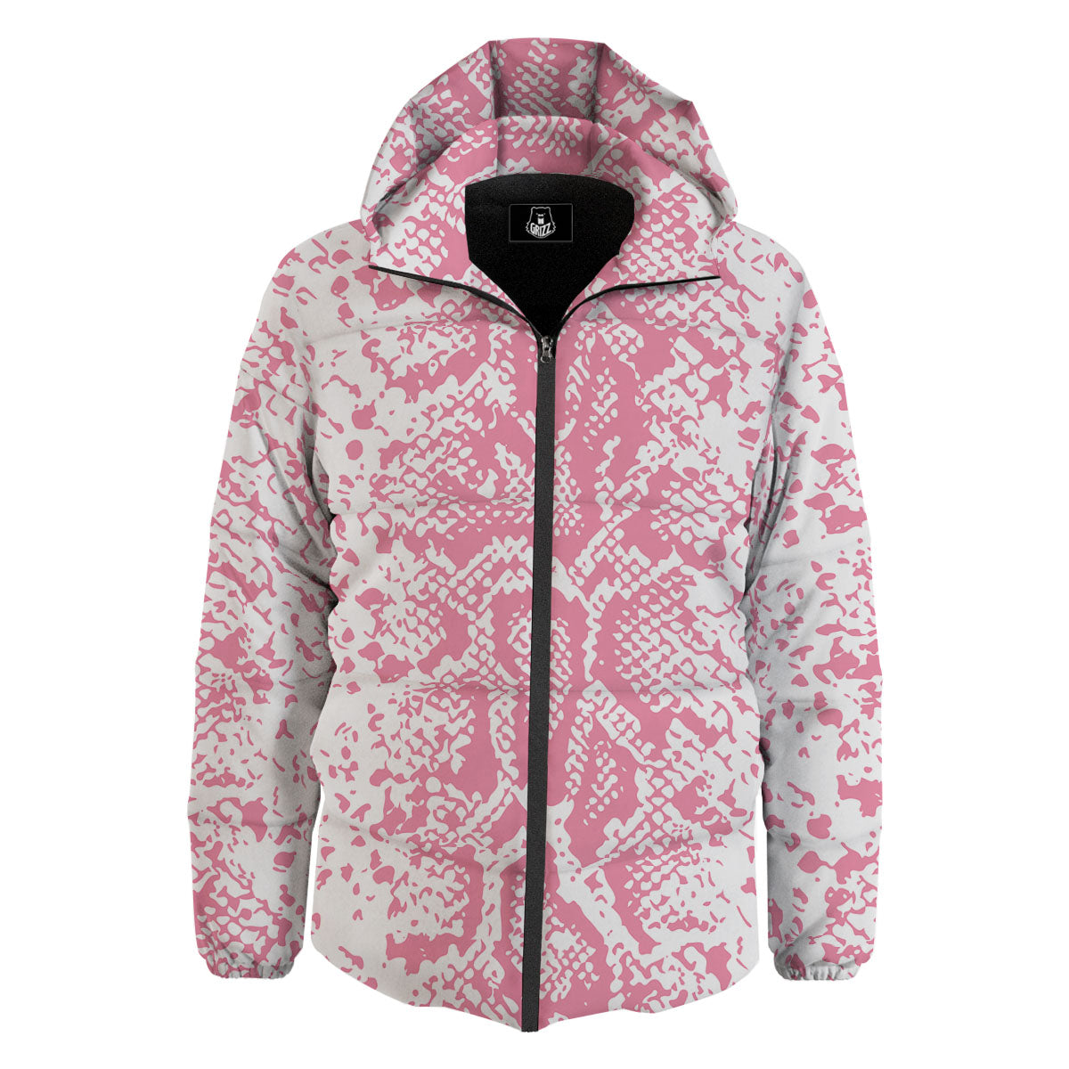 Python Snakeskin Pink Print Down Jacket-grizzshop