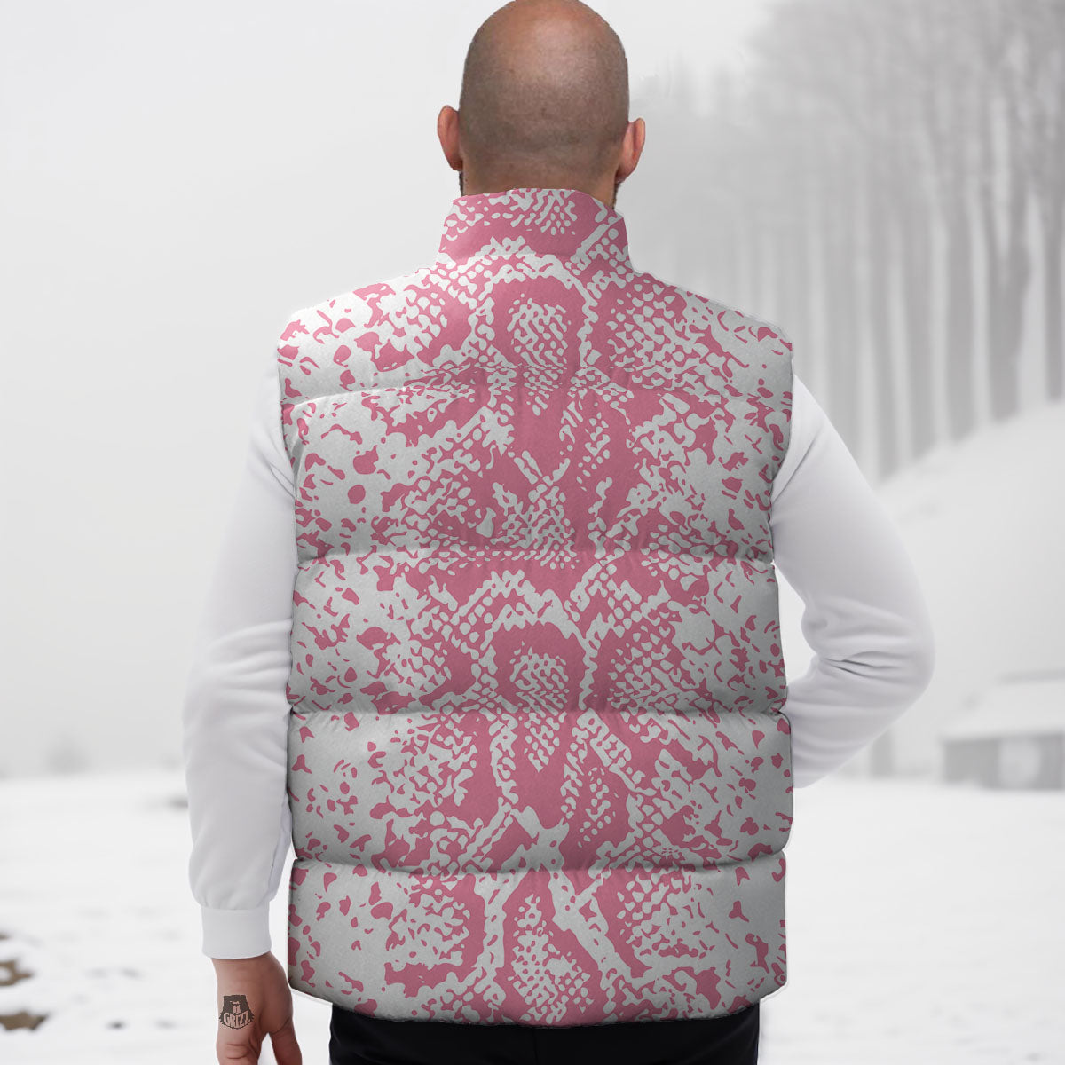 Python Snakeskin Pink Print Down Vest