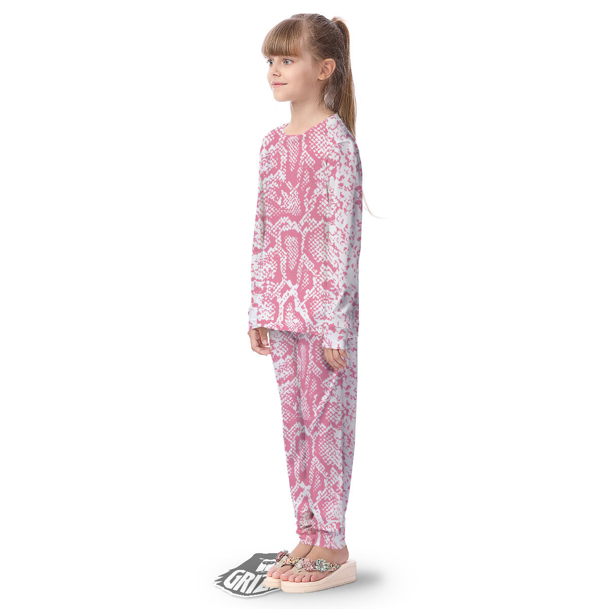 Python Snakeskin Pink Print Kid's Pajamas-grizzshop