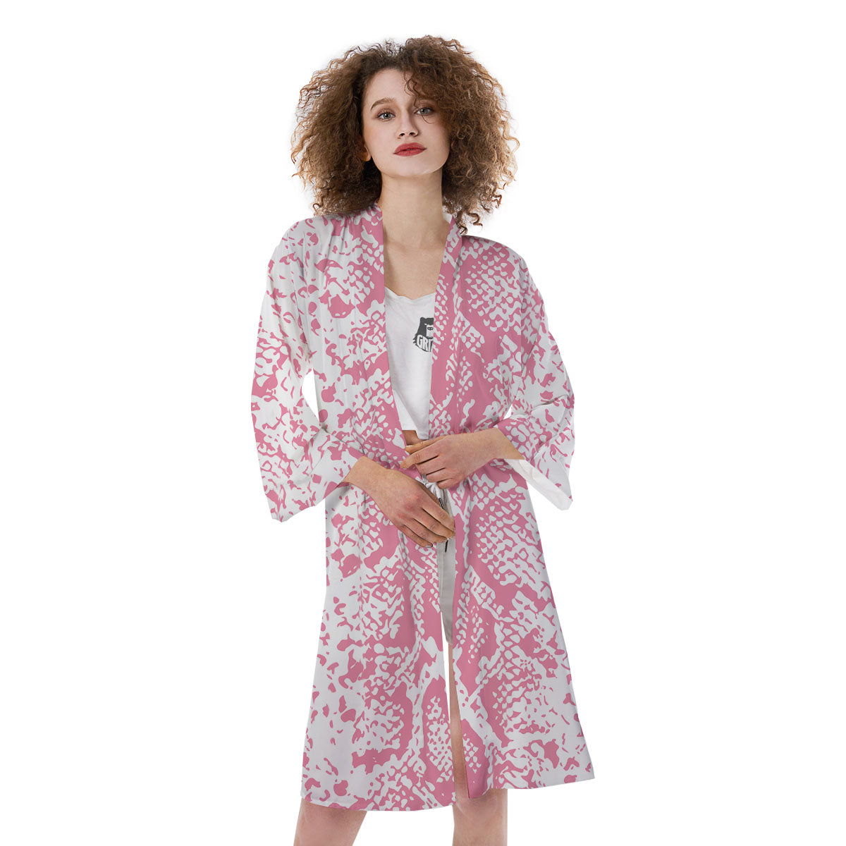 Python Snakeskin Pink Print Kimono-grizzshop