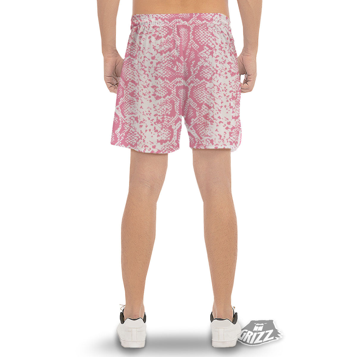 Python Snakeskin Pink Print Men's Gym Shorts-grizzshop
