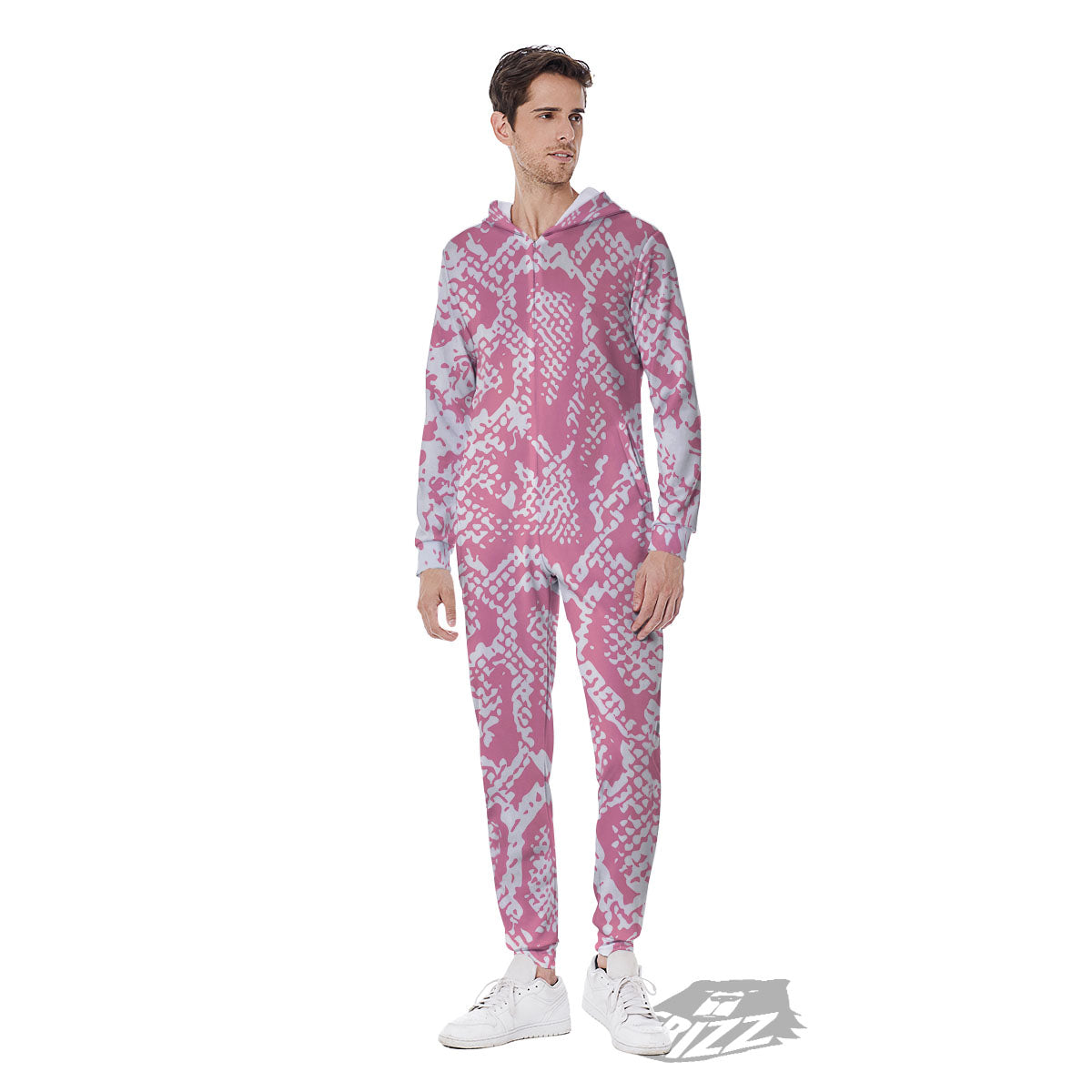 Python Snakeskin Pink Print Men's Jumpsuit-grizzshop