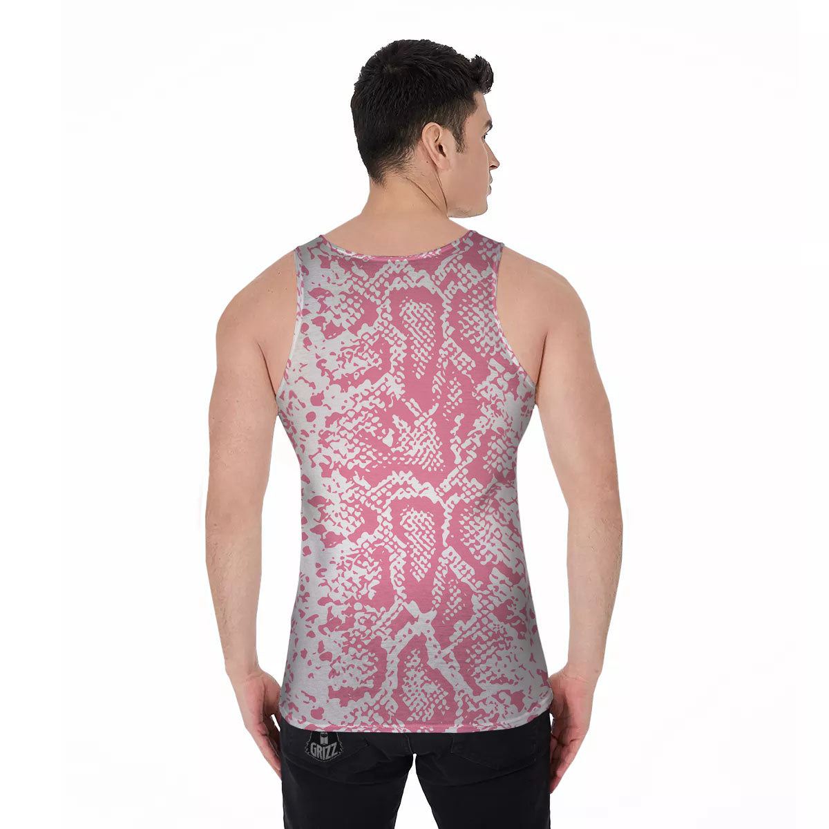 Python Snakeskin Pink Print Men's Tank Top-grizzshop