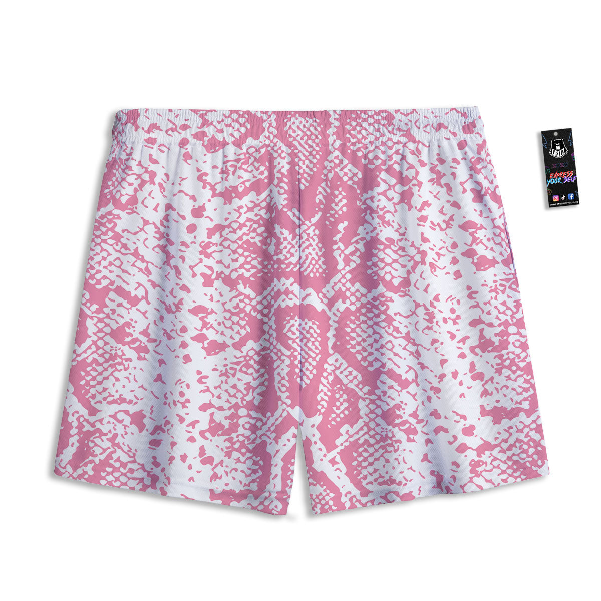 Python Snakeskin Pink Print Mesh Shorts