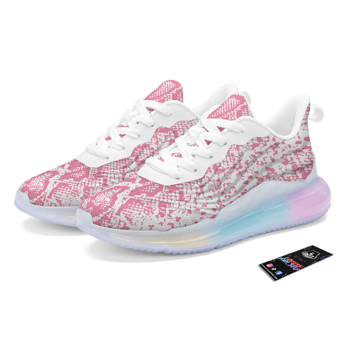 Python Snakeskin Pink Print Running Sneakers-grizzshop