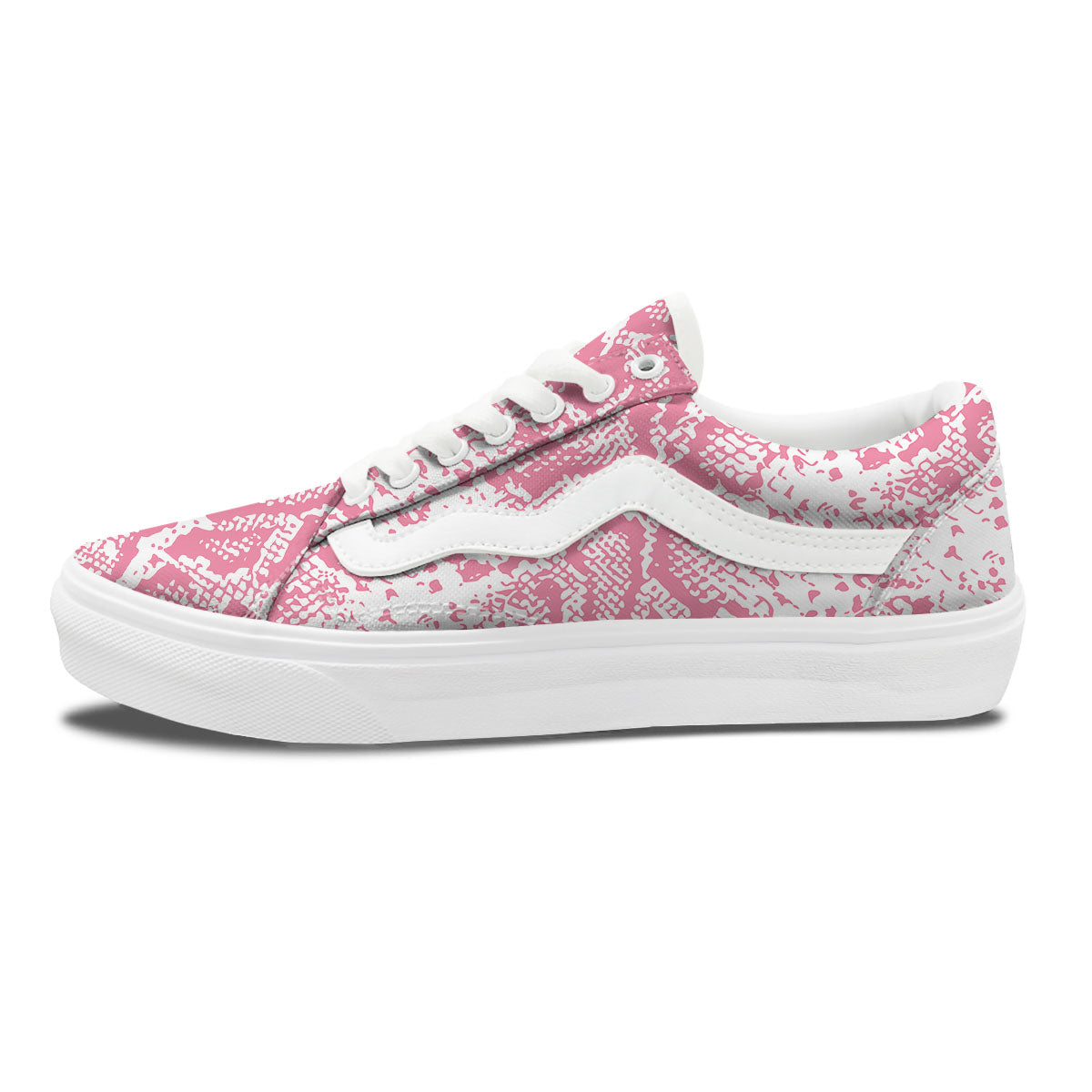 Python Snakeskin Pink Print Skate Shoes-grizzshop