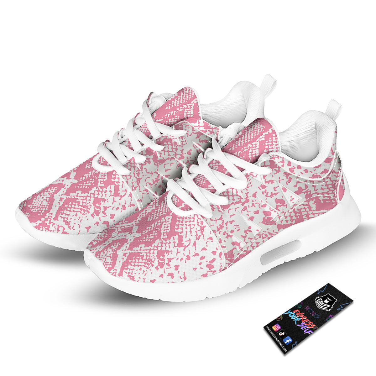 Python Snakeskin Pink Print Tennis Shoes-grizzshop