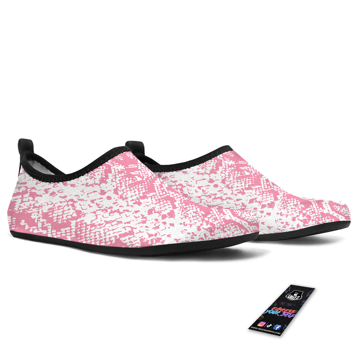 Python Snakeskin Pink Print Water Shoes-grizzshop