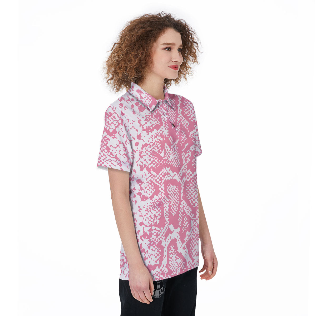 Python Snakeskin Pink Print Women's Golf Shirts-grizzshop