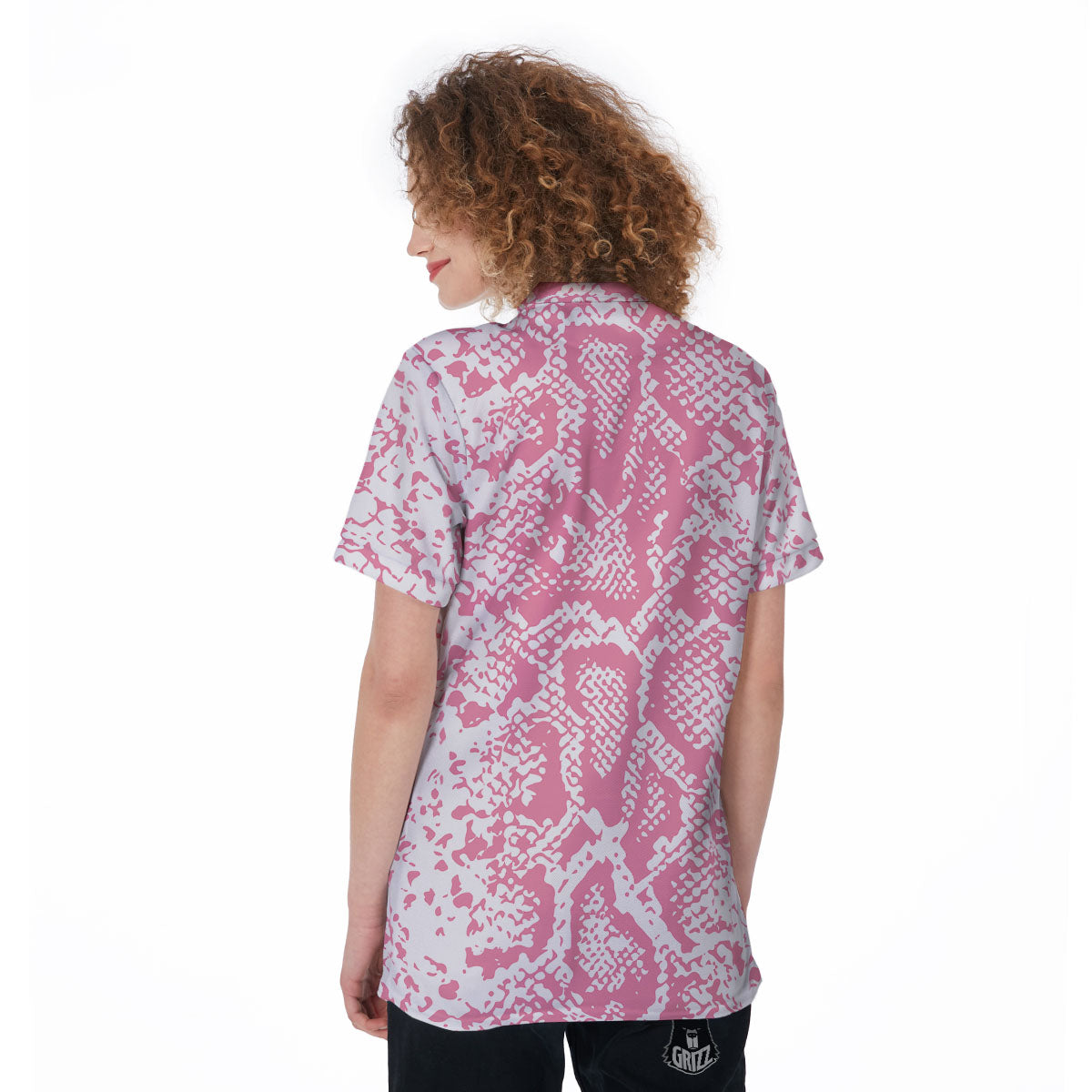 Python Snakeskin Pink Print Women's Golf Shirts-grizzshop
