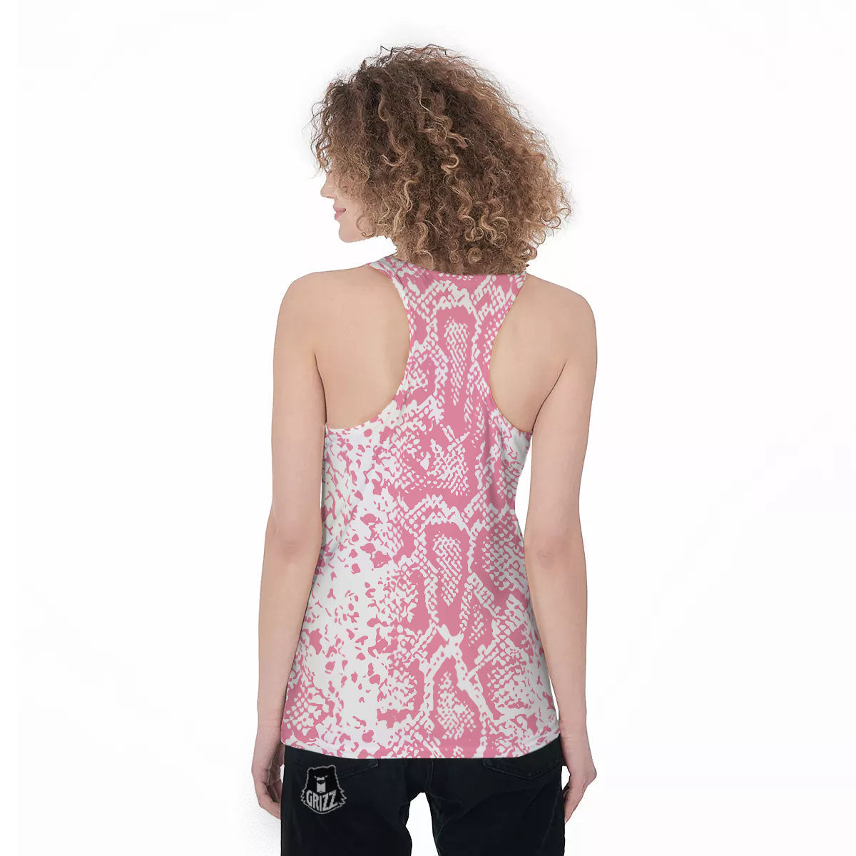 Python Snakeskin Pink Print Women's Racerback Tank Top-grizzshop