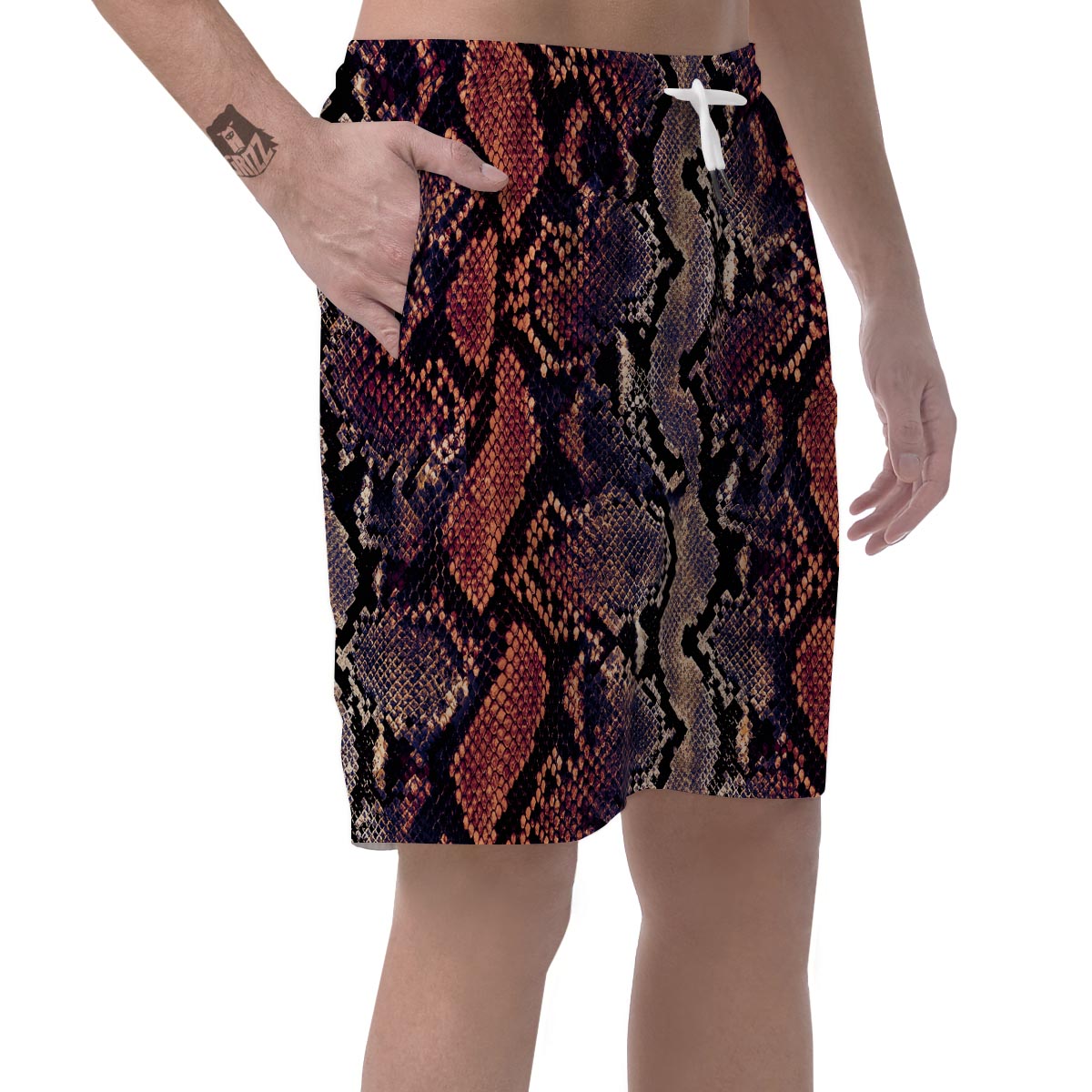 Python Snakeskin Print Men's Shorts-grizzshop