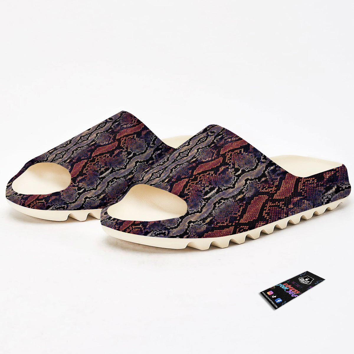 Python Snakeskin Brick Red Print Sandals-grizzshop