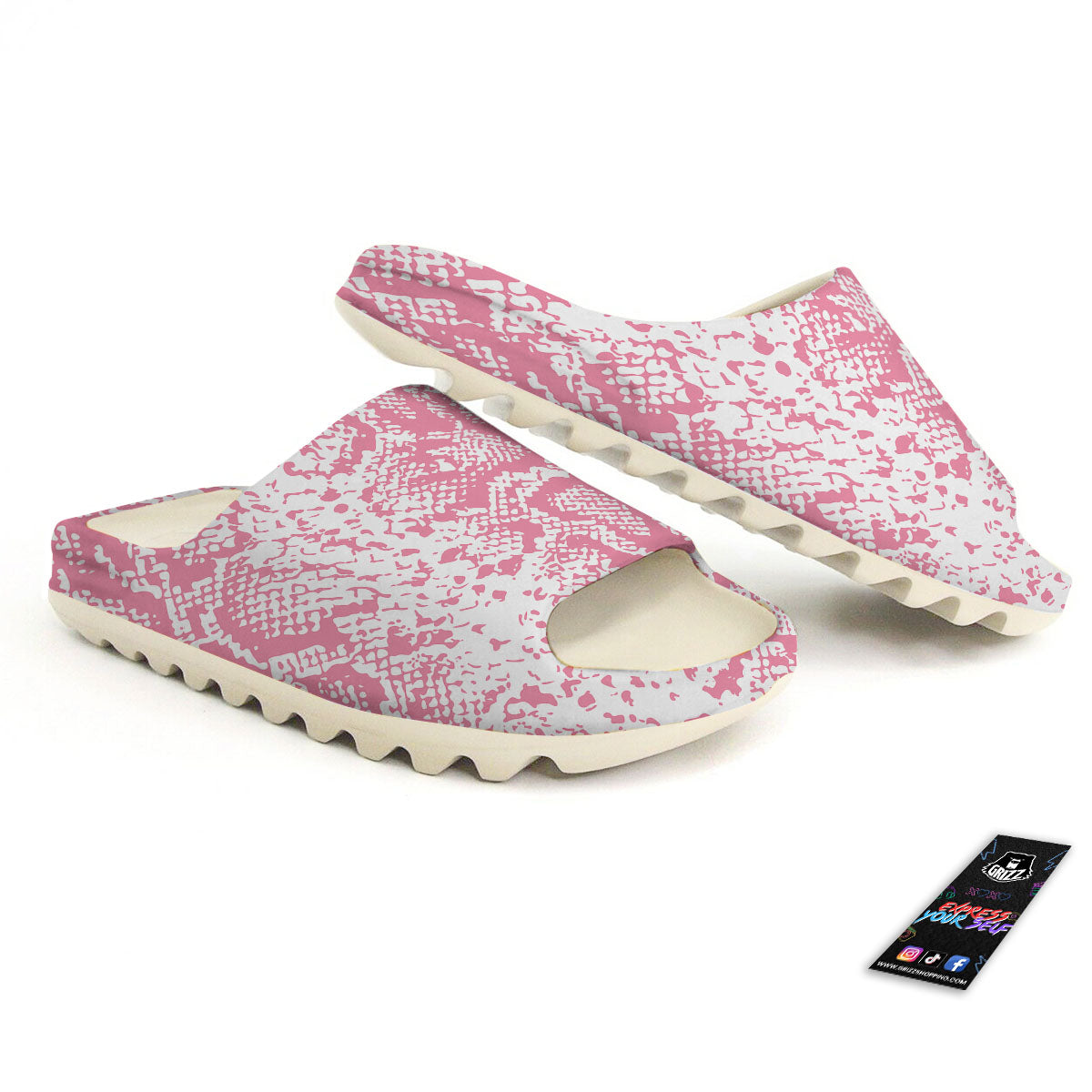Python Snakeskin Pink Print Sandals-grizzshop