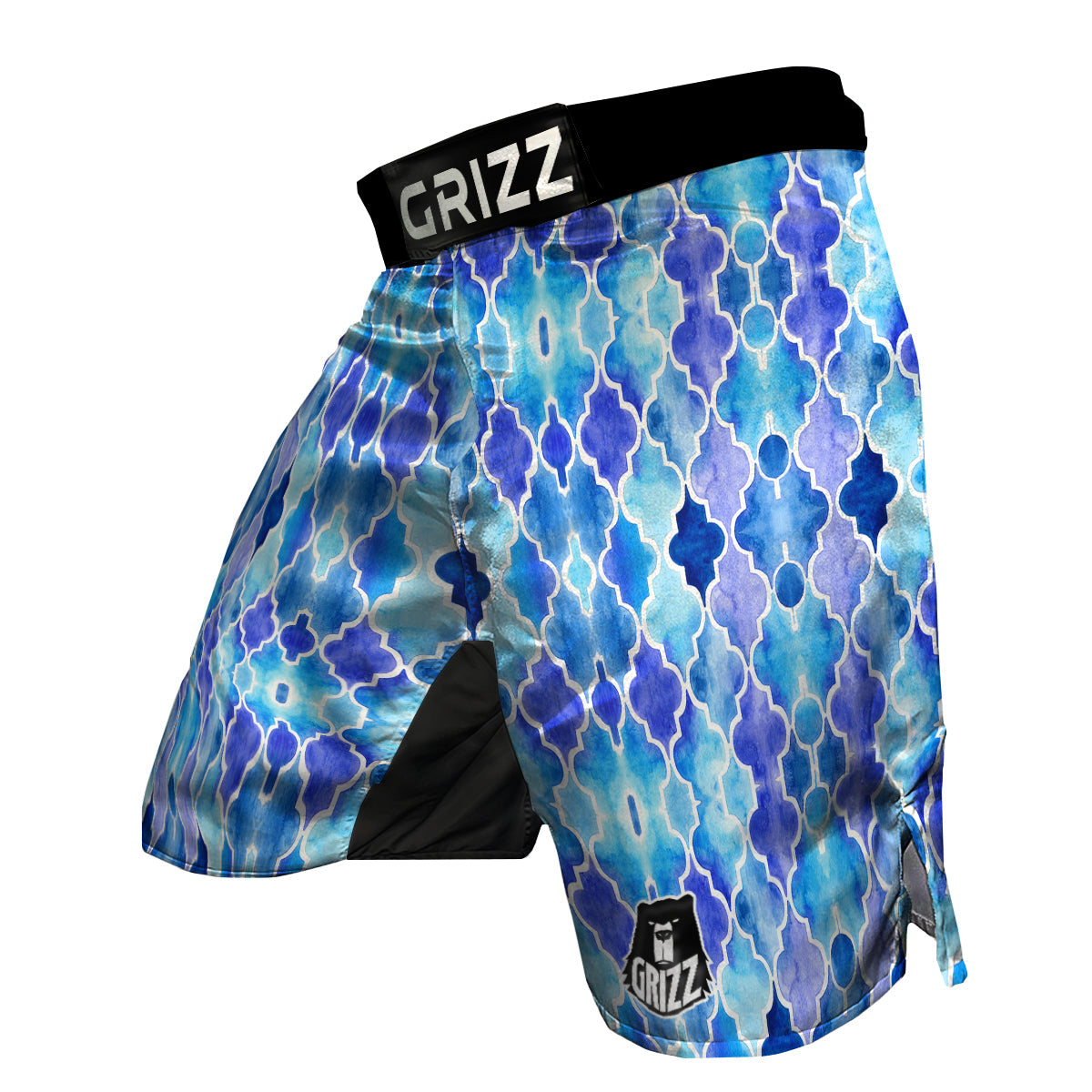 Quatrefoil Blue Watercolor Print Pattern MMA Shorts-grizzshop