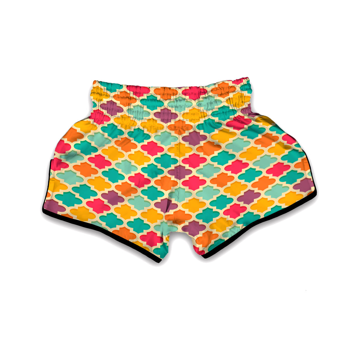 Quatrefoil Vintagecolor Print Pattern Muay Thai Boxing Shorts-grizzshop