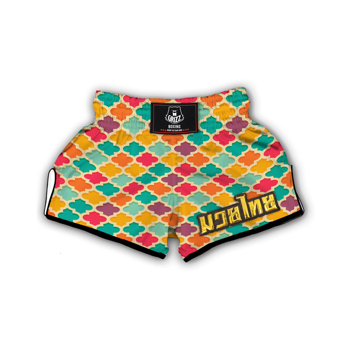 Quatrefoil Vintagecolor Print Pattern Muay Thai Boxing Shorts-grizzshop