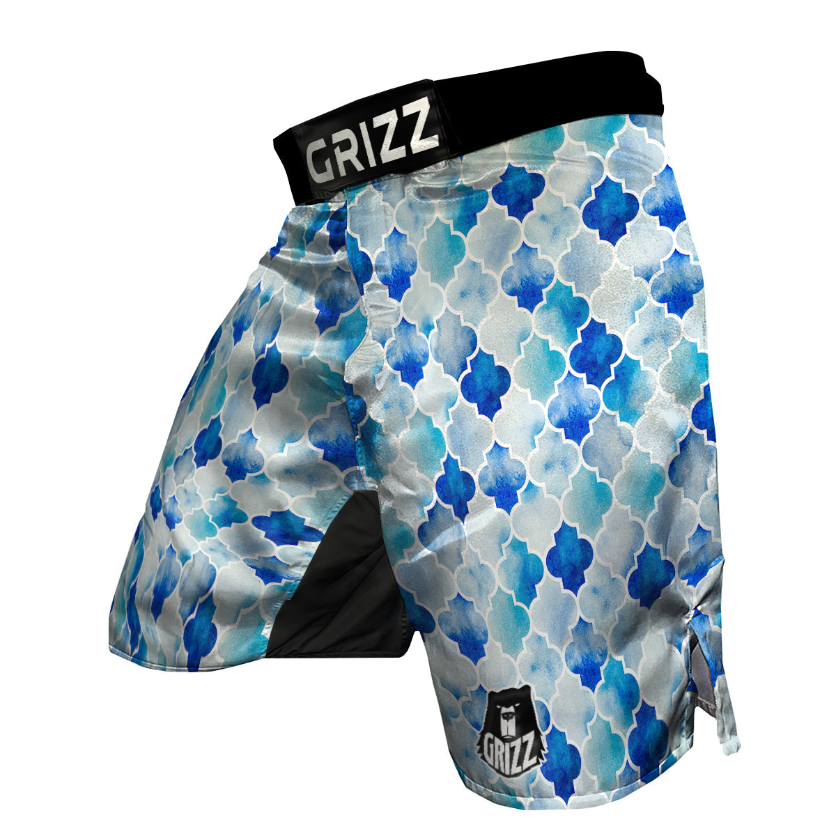 Quatrefoil Watercolor Blue Print Pattern MMA Shorts-grizzshop