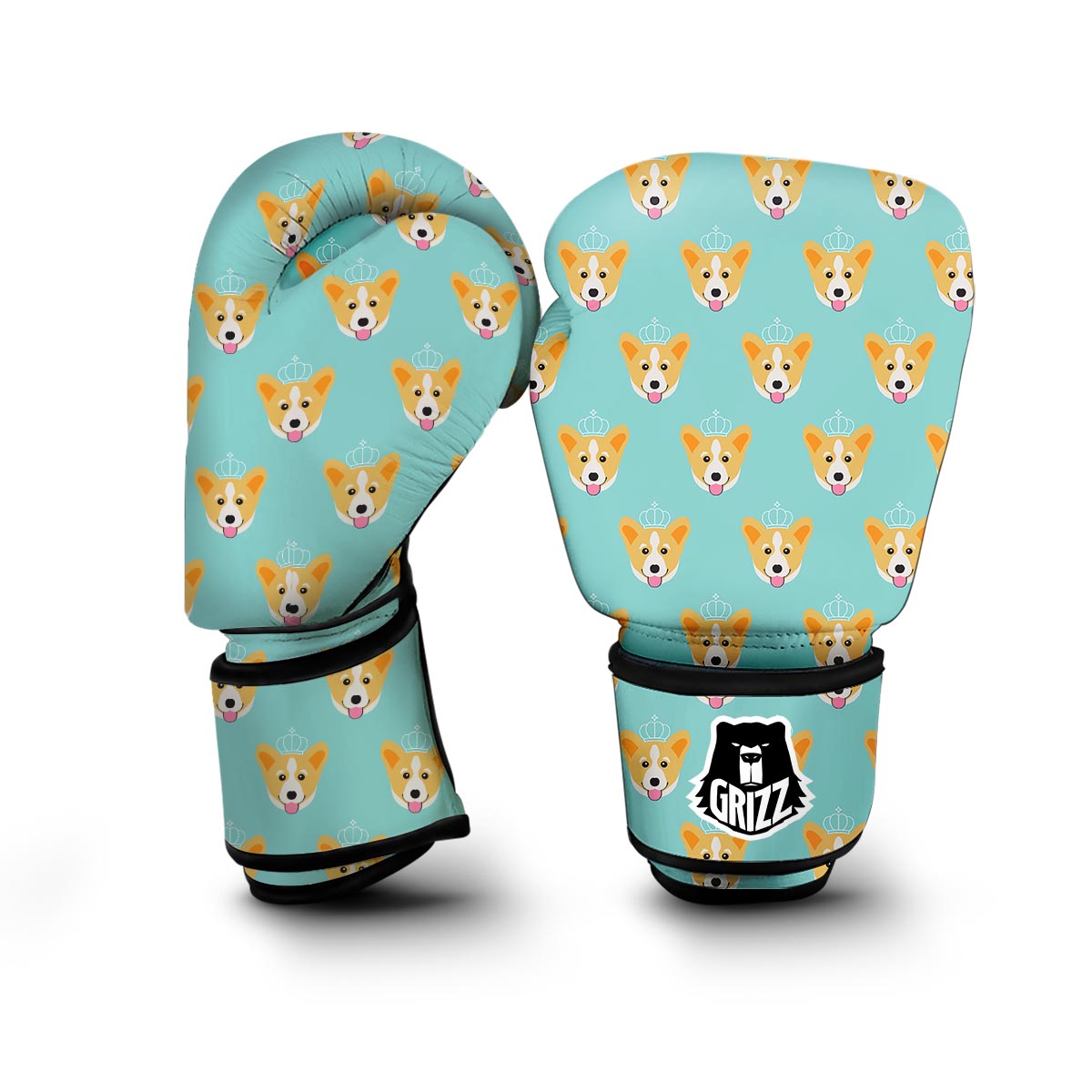 Queen King Corgi Pattern Print Boxing Gloves-grizzshop