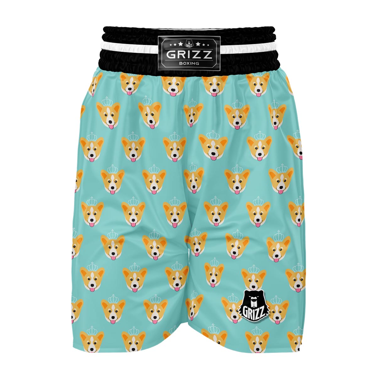 Queen King Corgi Pattern Print Boxing Shorts-grizzshop