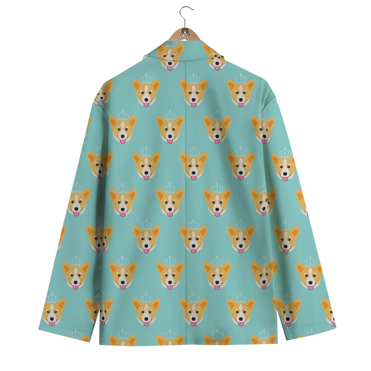 Queen King Corgi Pattern Print Men's Blazer-grizzshop