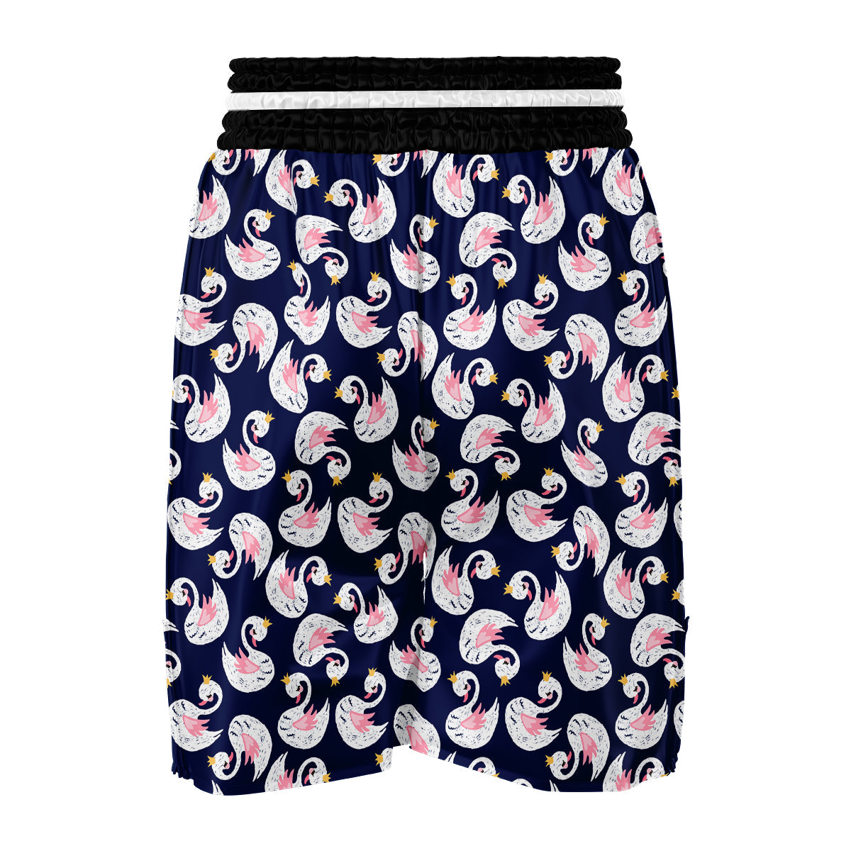Queen Swan Pattern Print Boxing Shorts-grizzshop