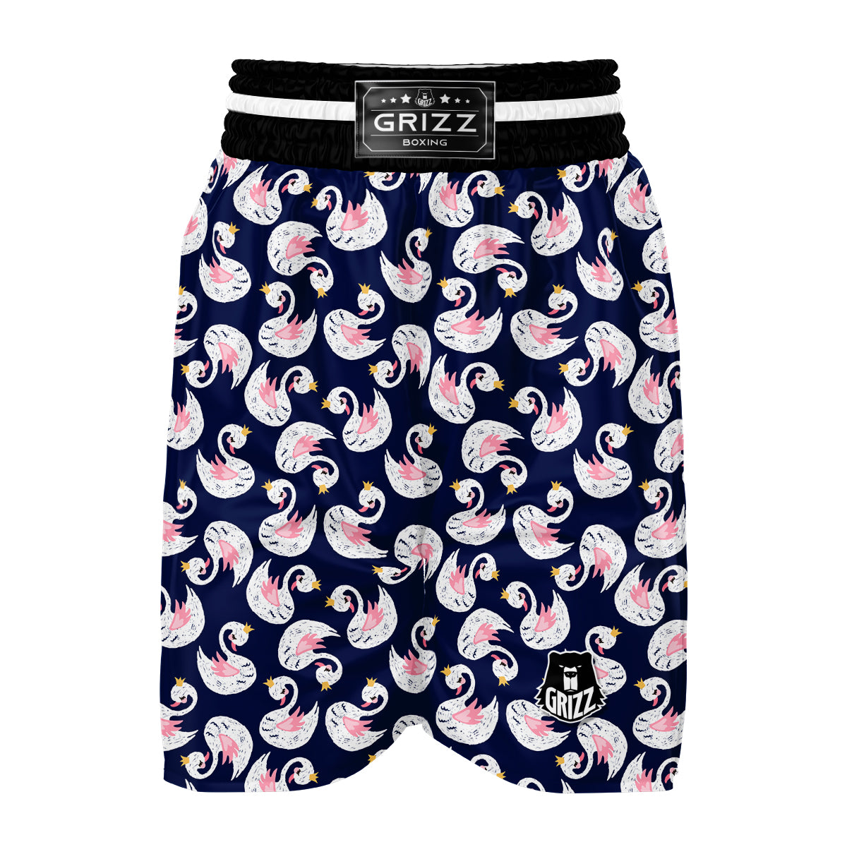 Queen Swan Pattern Print Boxing Shorts-grizzshop