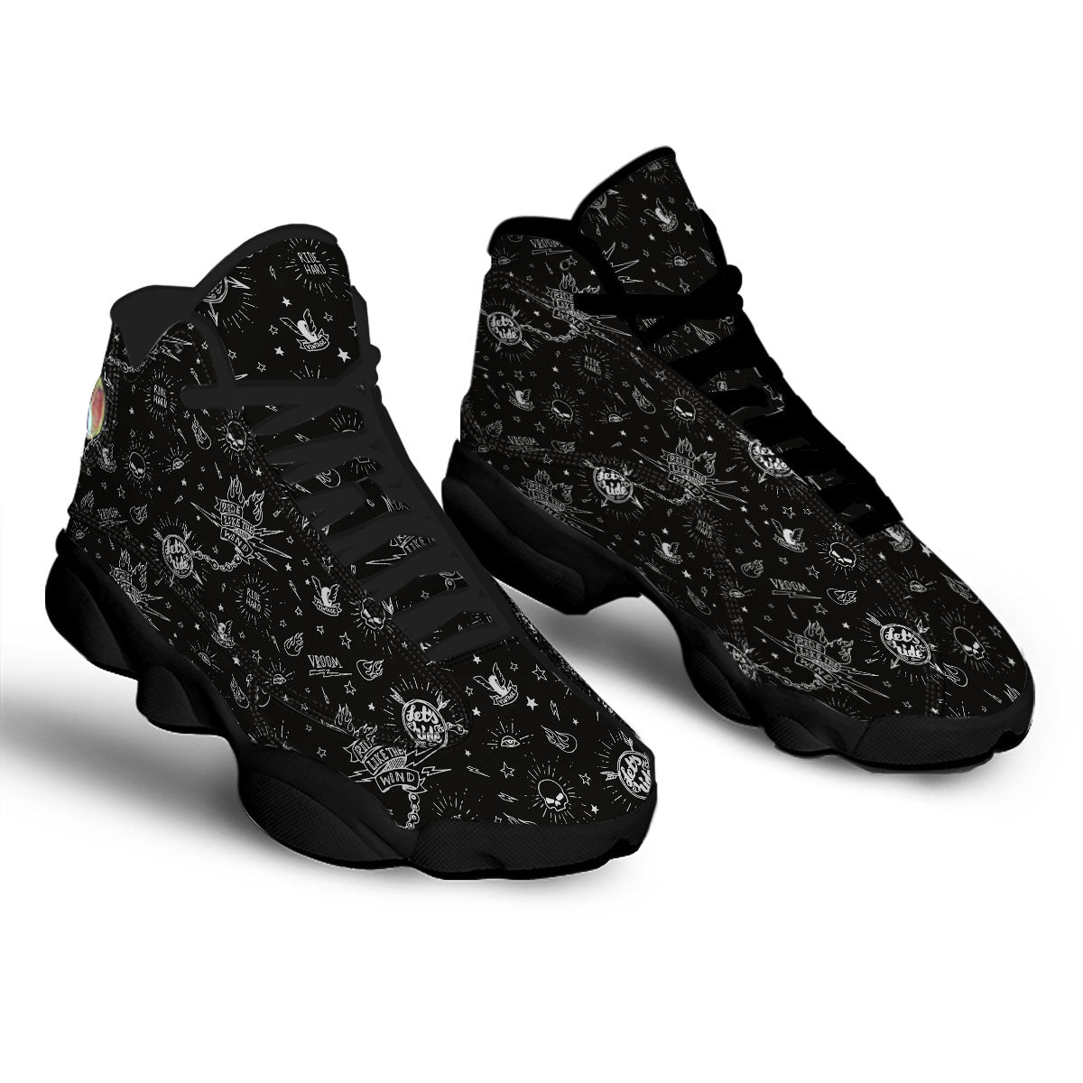 Quote Motorcycle Print Pattern Black Basketball Shoes-grizzshop