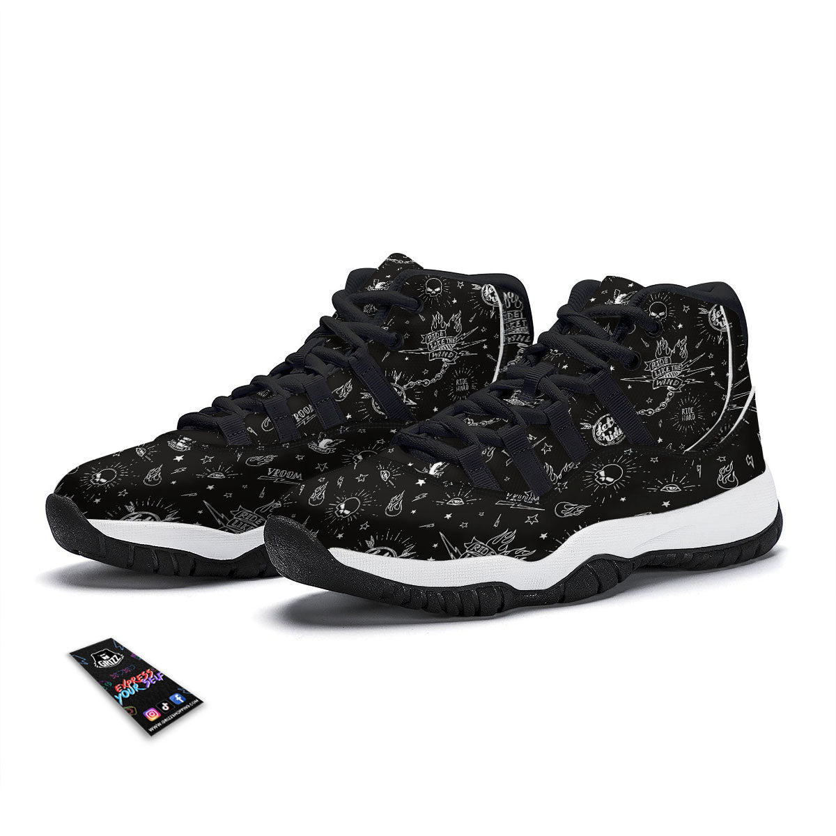 Quote Motorcycle Print Pattern Black Bball Shoes-grizzshop
