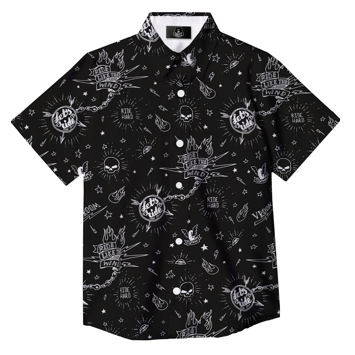 Quote Motorcycle Print Pattern Button Up Shirt-grizzshop