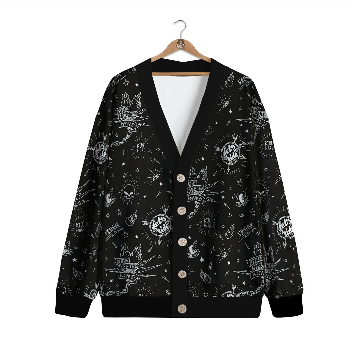Quote Motorcycle Print Pattern Cardigan-grizzshop