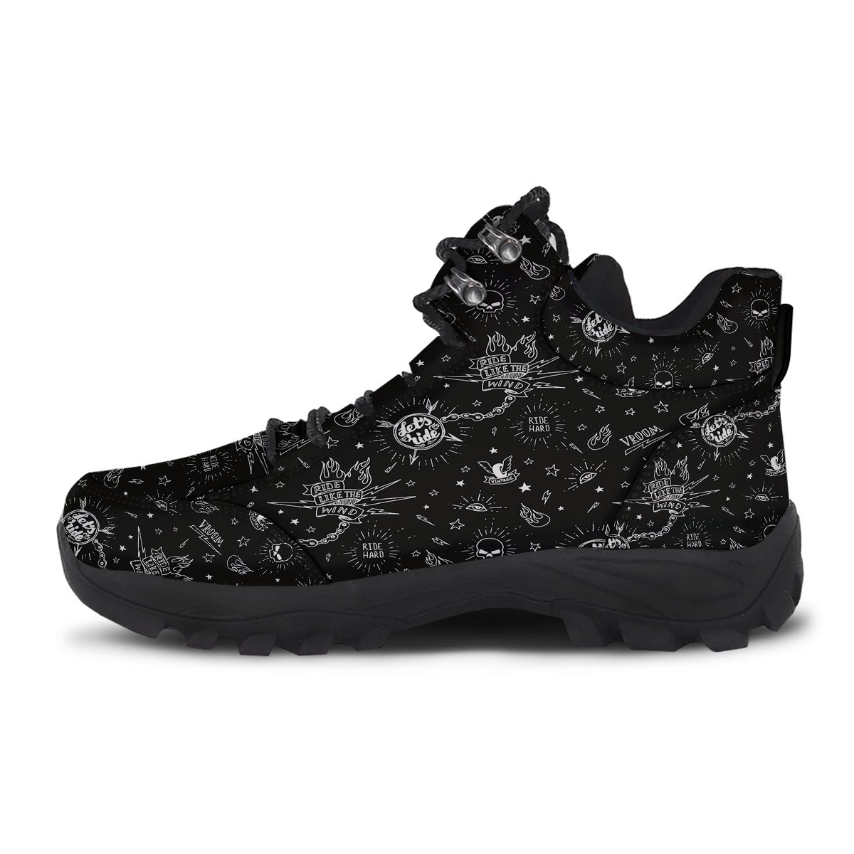 Quote Motorcycle Print Pattern Hiking Shoes-grizzshop