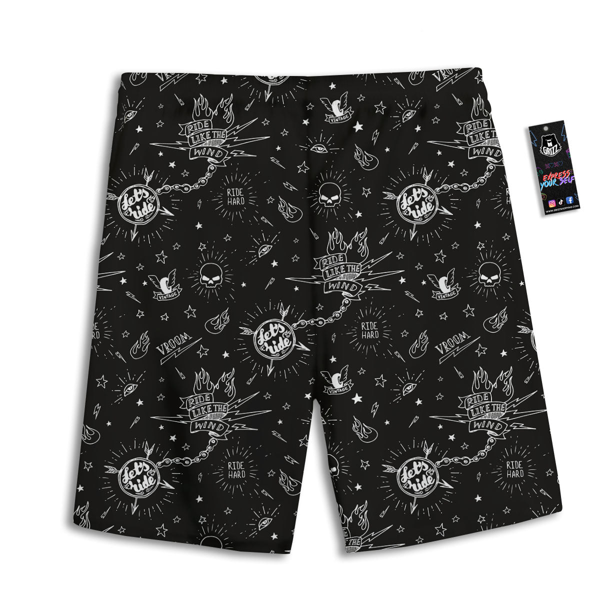 Quote Motorcycle Print Pattern Men's Athletic Shorts