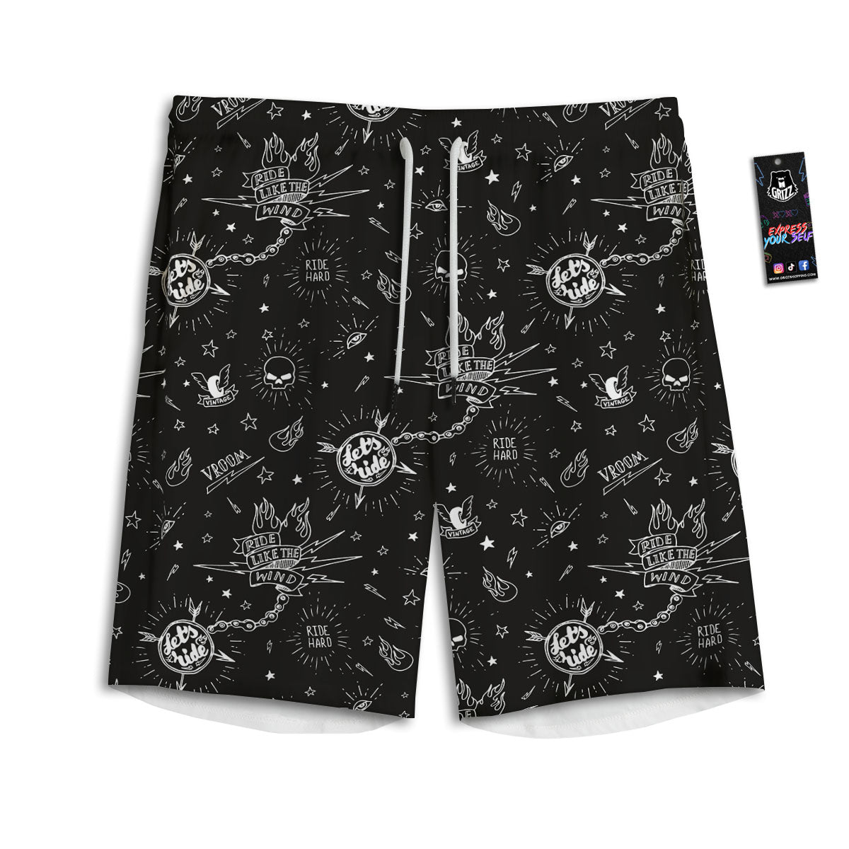 Quote Motorcycle Print Pattern Men's Athletic Shorts