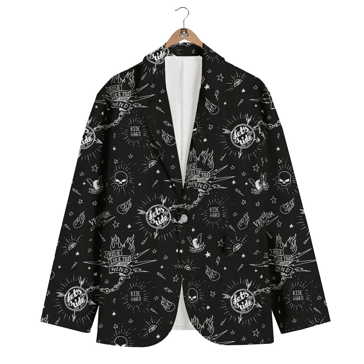 Quote Motorcycle Print Pattern Men's Blazer-grizzshop