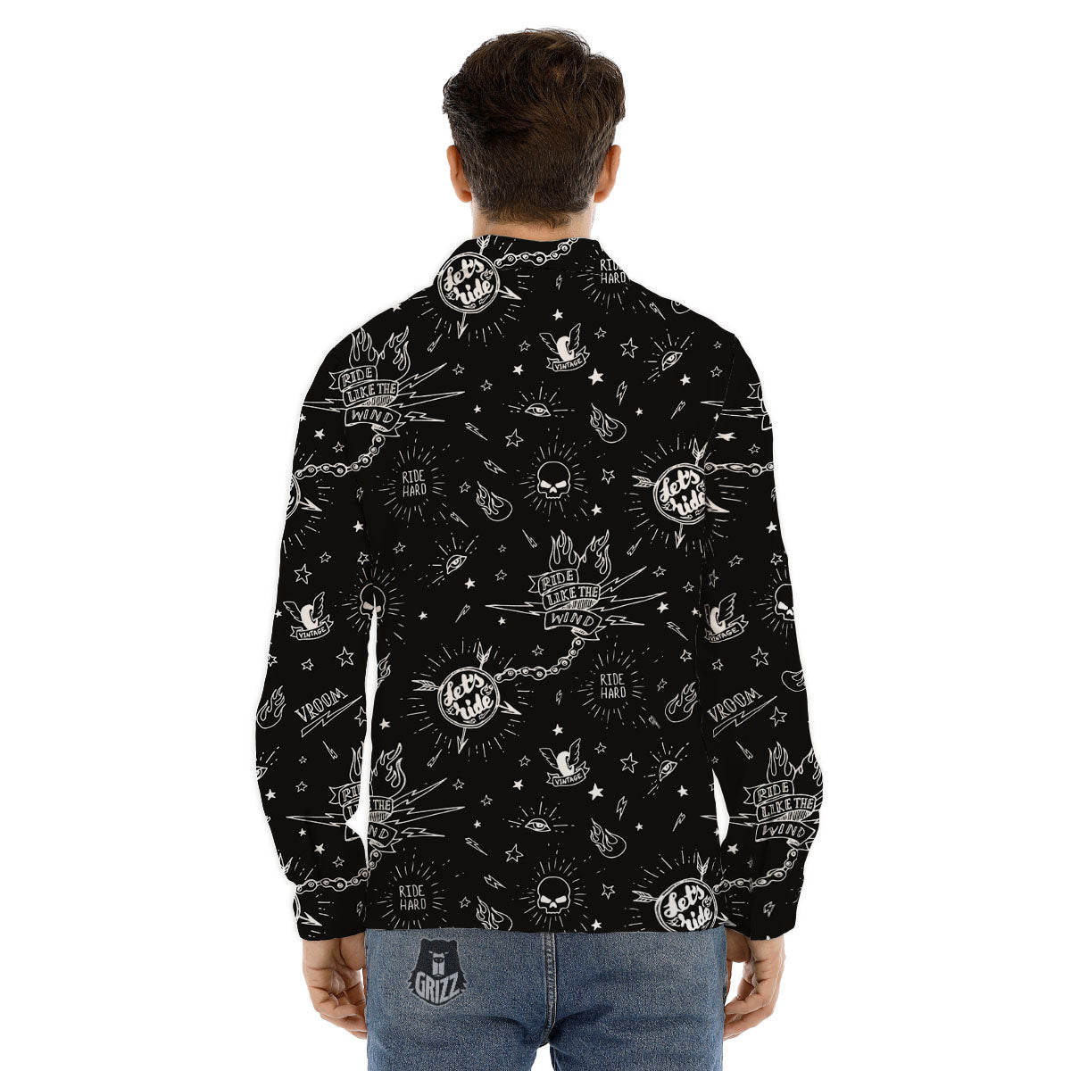 Quote Motorcycle Print Pattern Men's Dress Shirts-grizzshop