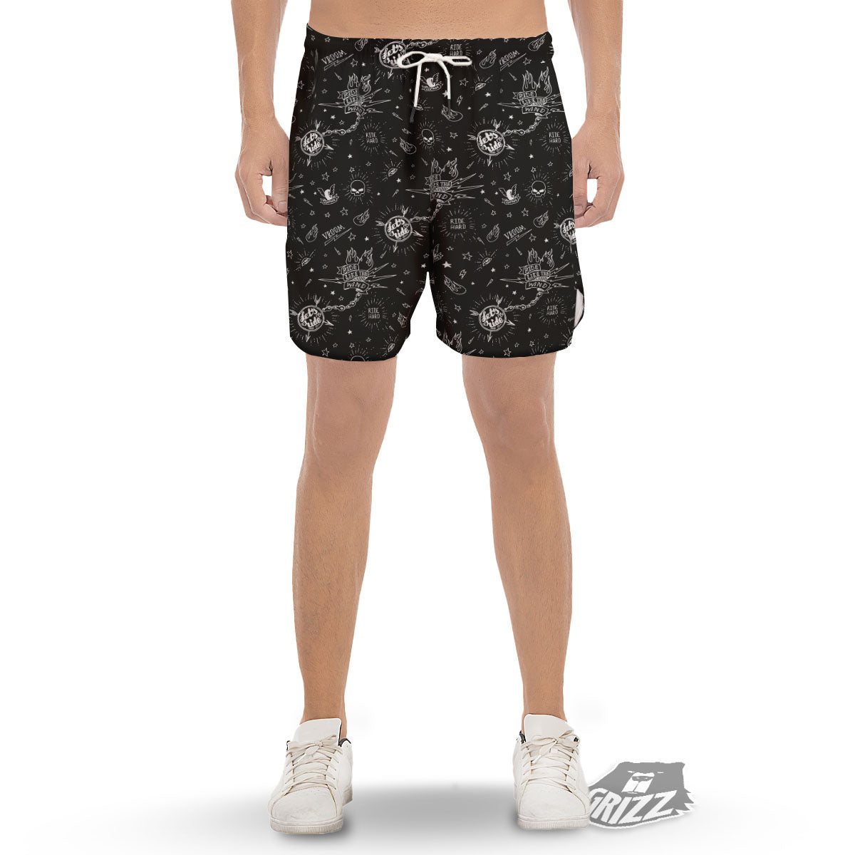 Quote Motorcycle Print Pattern Men's Gym Shorts-grizzshop