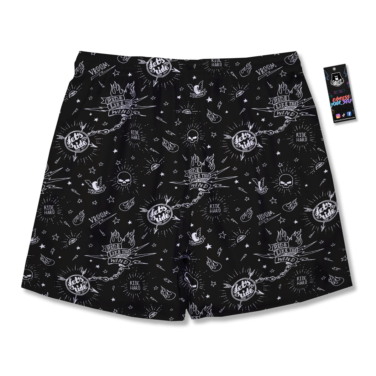 Quote Motorcycle Print Pattern Men's Running Shorts-grizzshop