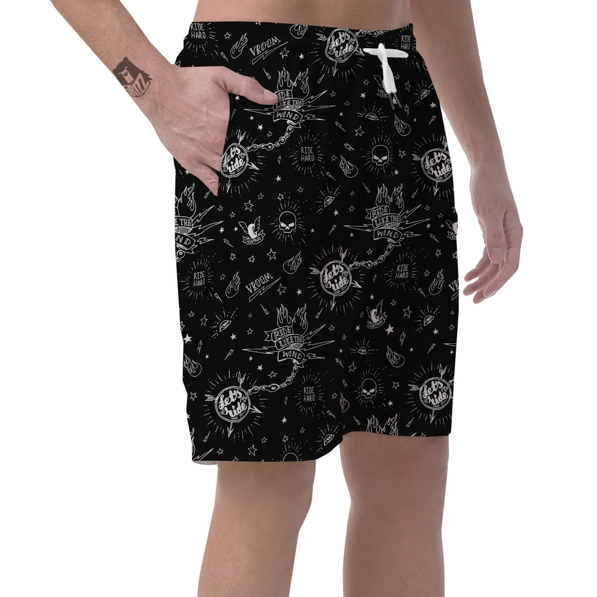 Quote Motorcycle Print Pattern Men's Shorts-grizzshop