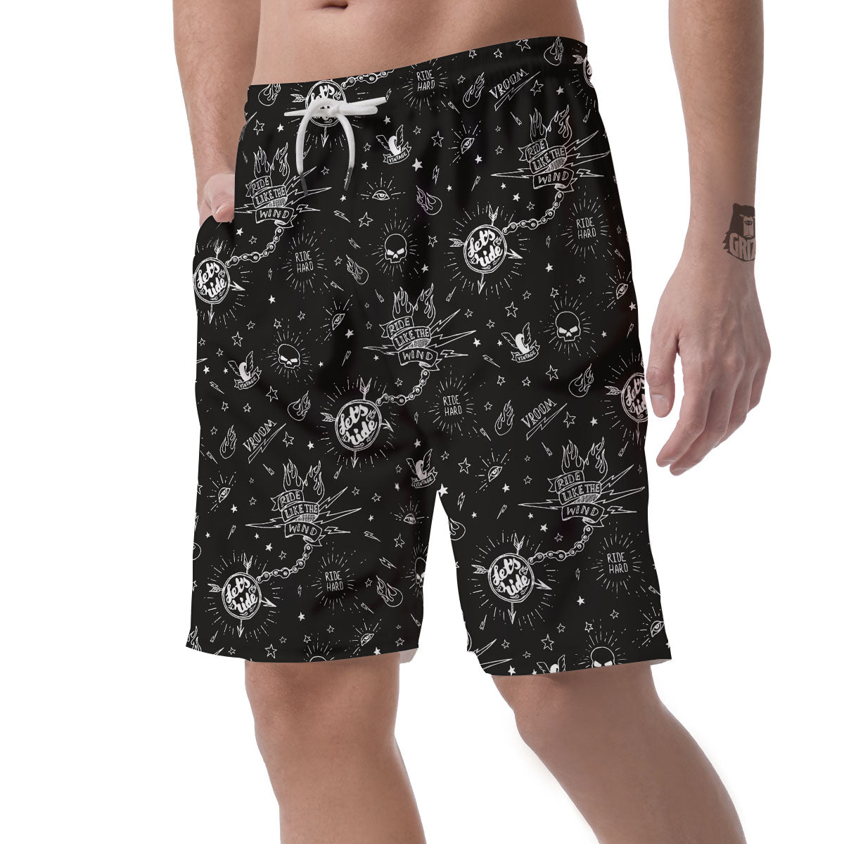 Quote Motorcycle Print Pattern Men's Shorts-grizzshop
