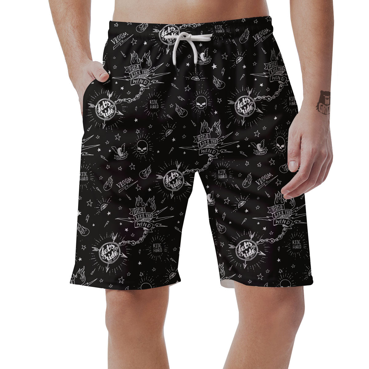 Quote Motorcycle Print Pattern Men's Shorts-grizzshop
