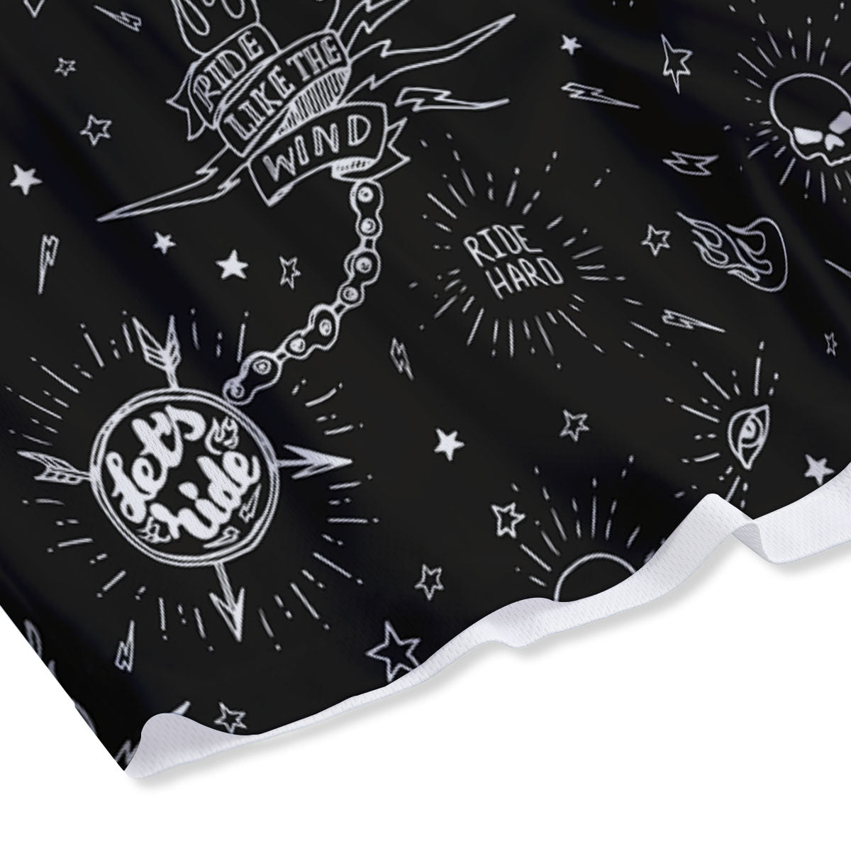 Quote Motorcycle Print Pattern Mesh Shorts