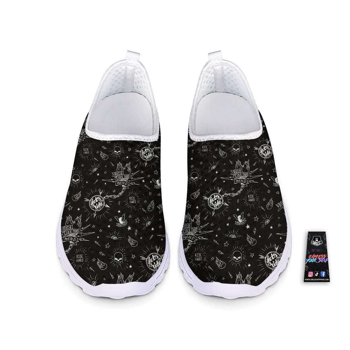 Quote Motorcycle Print Pattern Nurse Shoes-grizzshop