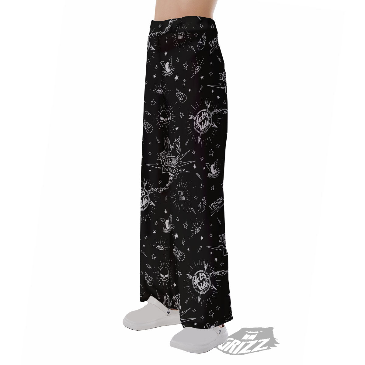 Quote Motorcycle Print Pattern Pajama Pants-grizzshop