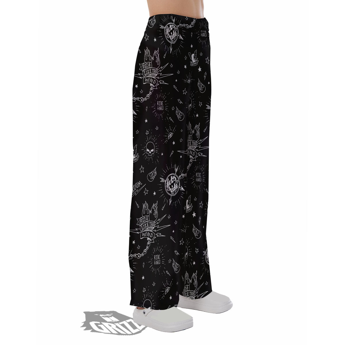 Quote Motorcycle Print Pattern Pajama Pants-grizzshop