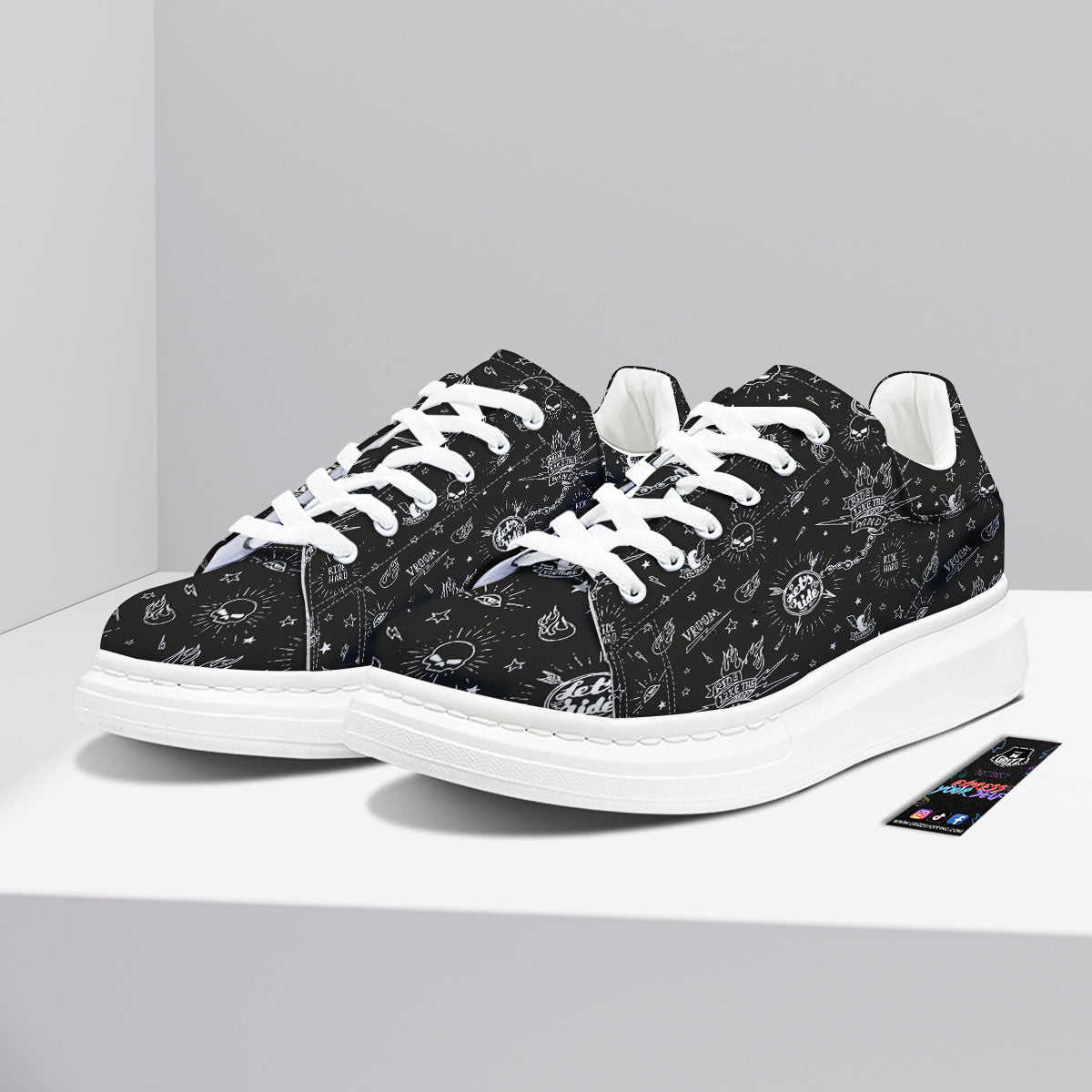 Quote Motorcycle Print Pattern Platform Shoes-grizzshop