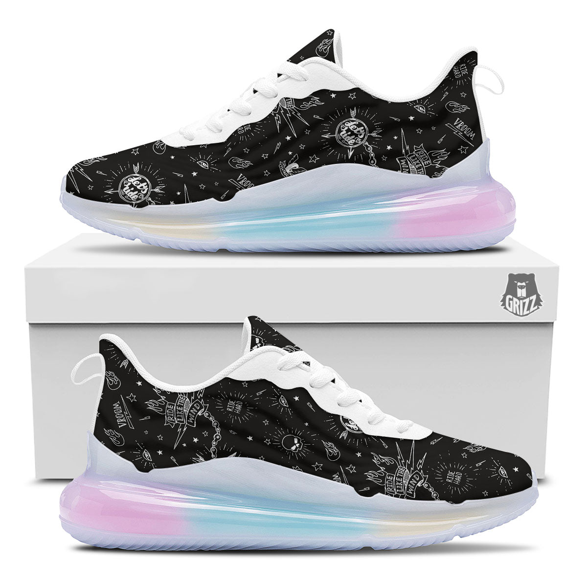 Quote Motorcycle Print Pattern Running Sneakers-grizzshop